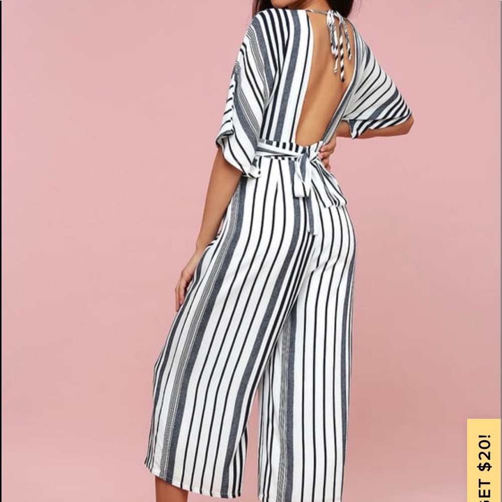 Lulus Striped Jumpsuit Size: S